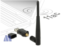 Delock Dualband 2.4/5 GHz WLAN ac USB Adapter, externe Antenne