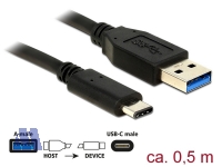 Delock USB3.1 Type-C™ Anschlusskabel 0,5m Typ-A Stecker / Stecker C