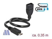 Delock Kabel USB2.0 Micro-B Stecker -> USB2.0 Typ-A Buchse OTG, 0.35m