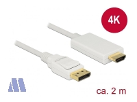 Delock Display Port -> HDMI Kabel St/St 2m, weiß