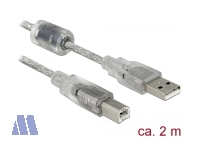 Delock USB2.0 Anschlusskabel 2.0m Stecker A/Stecker B, transparent