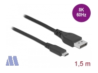Delock USB Kabel Type-C™ Stecker -> Display Port Stecker 8K 1.5m, schwarz