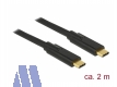 Delock USB3.1 Gen 2 Type-C™ Anschlusskabel 2.0m Typ-C Stecker/Stecker