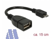 Delock USB2.0 OTG Adapter, USB Micro B ST -> USB-A BU, flexibel, 15cm