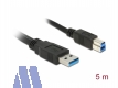 Delock USB3.0 Anschlusskabel 5m Stecker A/Stecker B, schwarz