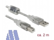 Delock USB2.0 Anschlusskabel 2.0m Stecker A/Stecker B, transparent