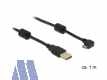 Delock USB2.0 Anschlusskabel 1.0m Stecker micro-B 270° /Stecker A gewinkelt
