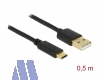 Delock USB2.0 Type-C™ Anschlusskabel 0.5m Stecker C / A