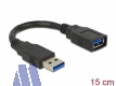 Delock USB3.0 Verlängerungskabel 0.15m Stecker A/Buchse A